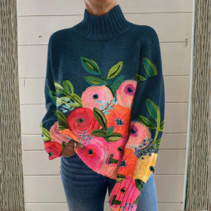 Alicia | Jersey cuello alto floral