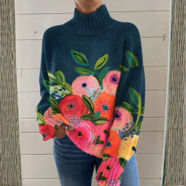 Alicia | Jersey cuello alto floral