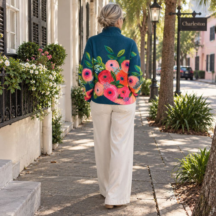 Alicia | Jersey cuello alto floral