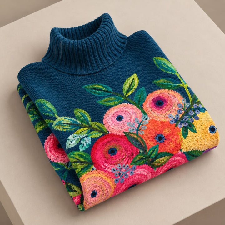 Alicia | Jersey cuello alto floral