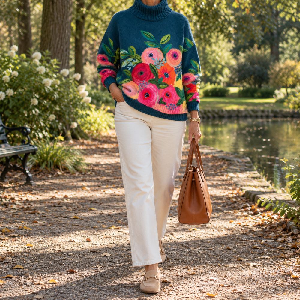 Alicia | Jersey cuello alto floral