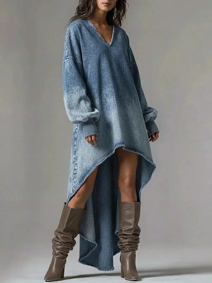 Lara vestido vaquero asimétrico de corte holgado