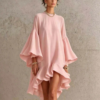 Amelia Vestido Elegante con Volantes y Dobladillo Asimétrico