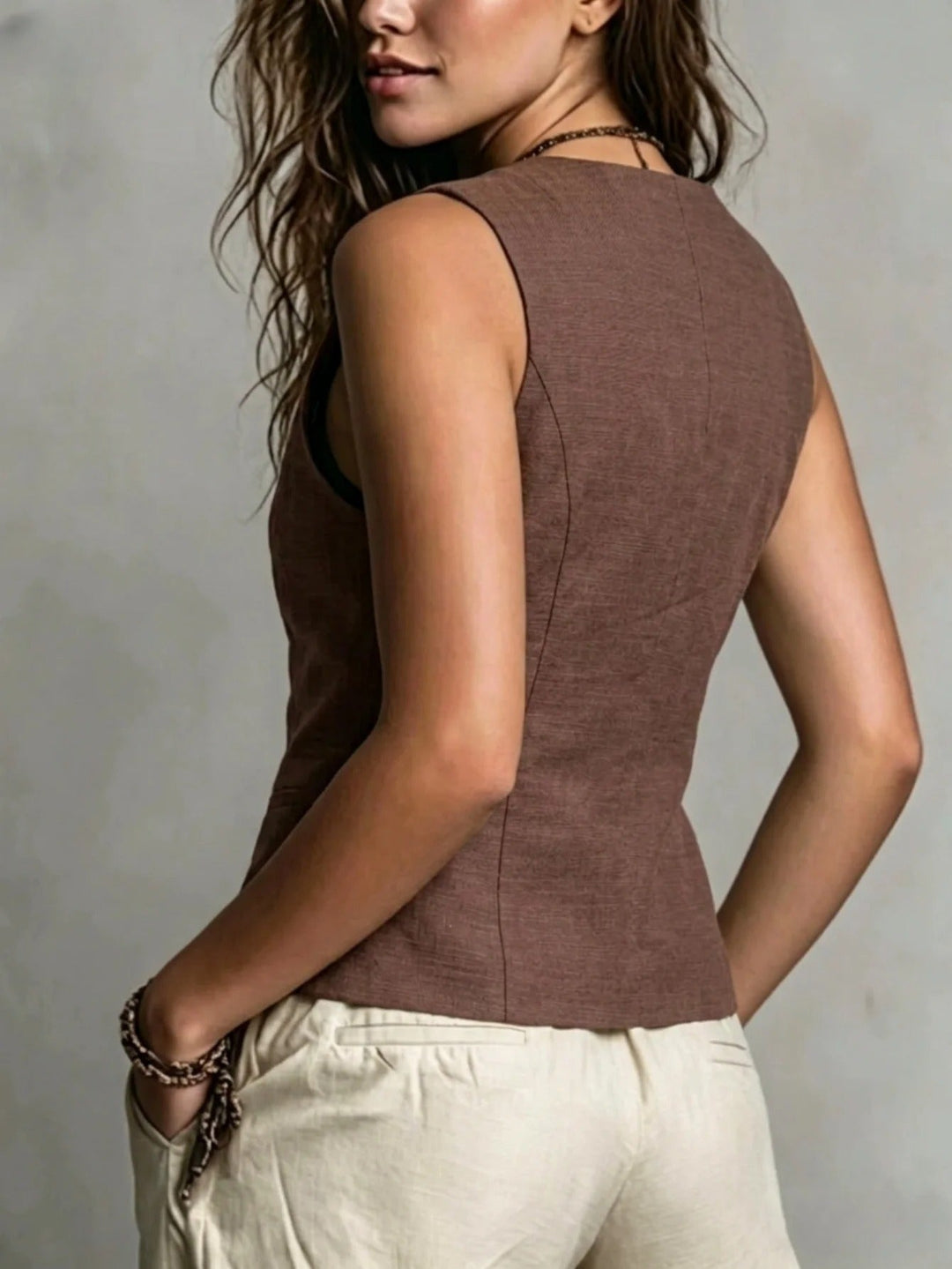 Lucía Chaleco De Lino Elegante