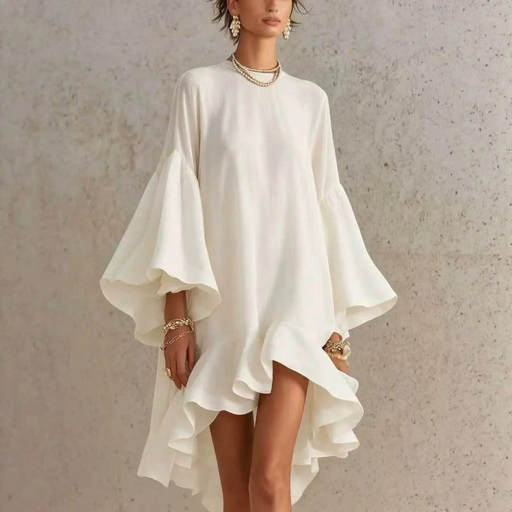 Amelia Vestido Elegante con Volantes y Dobladillo Asimétrico