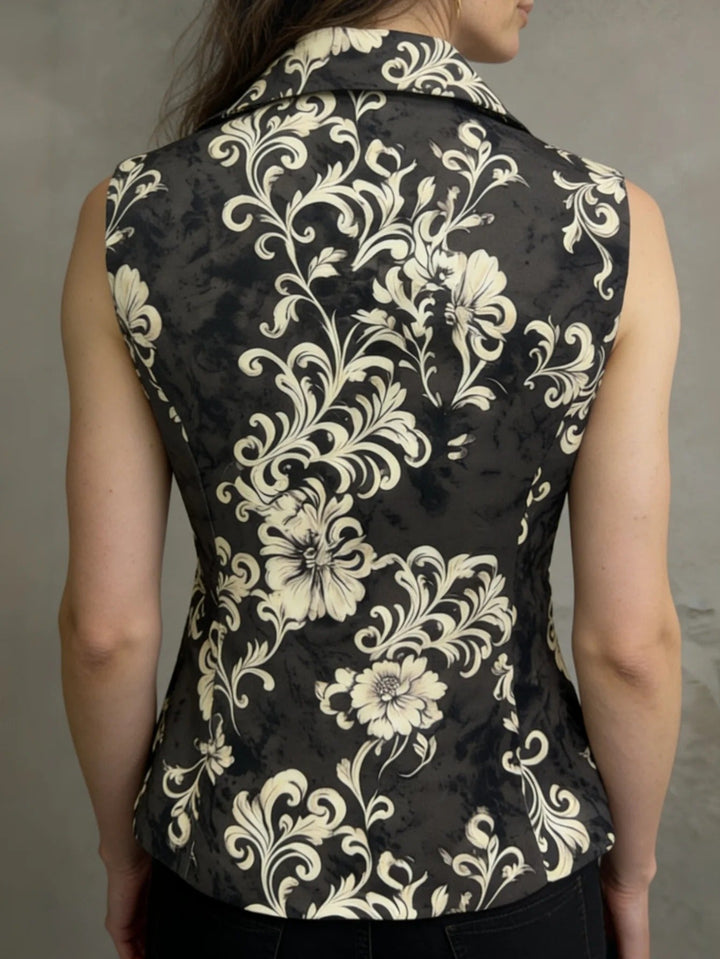 Mónica Chaleco Estampado Con Solapas