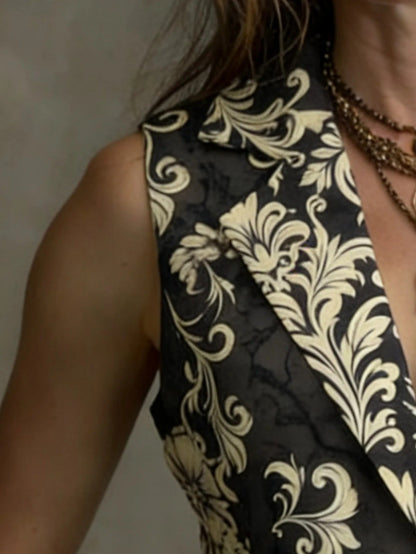 Mónica Chaleco Estampado Con Solapas