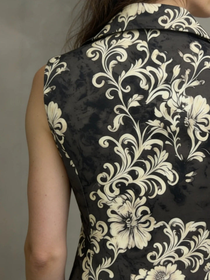 Mónica Chaleco Estampado Con Solapas