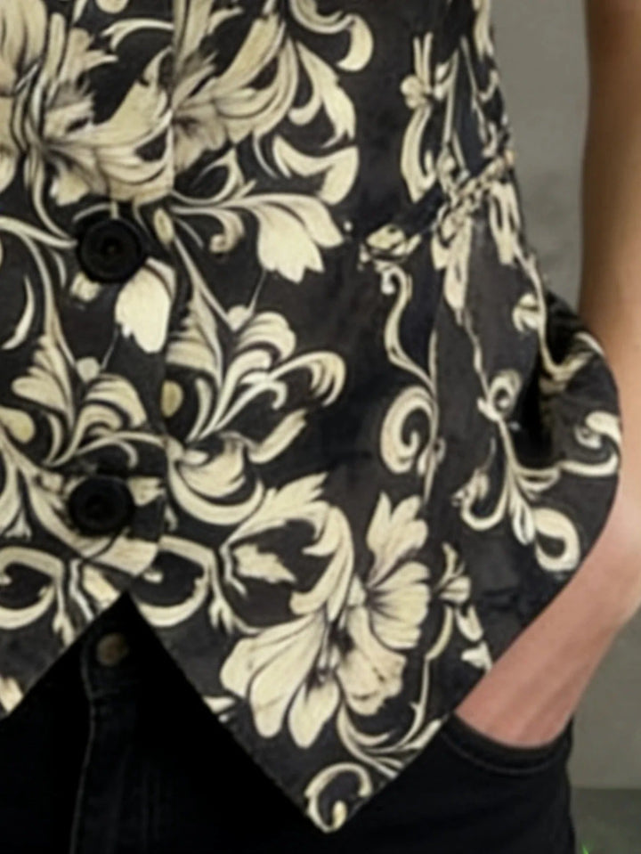 Mónica Chaleco Estampado Con Solapas