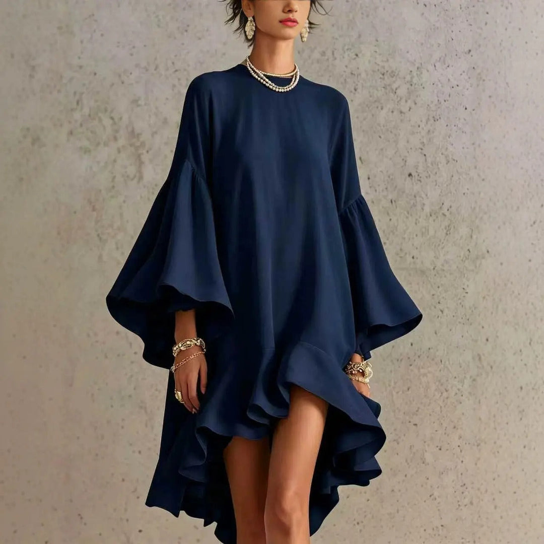 Amelia Vestido Elegante con Volantes y Dobladillo Asimétrico